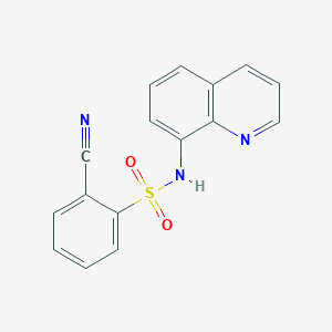 molecular formula C16H11N3O2S B8438793 2-Cyano-N-quinolin-8-yl-benzenesulfonamide 