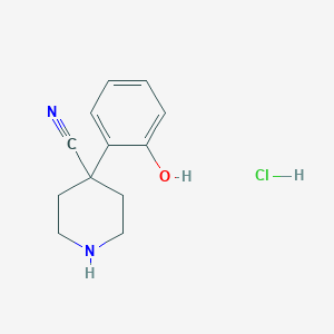 molecular formula C12H15ClN2O B8438880 4-(2-Hydroxyphenyl)piperidine-4-carbonitrile hydrochloride 