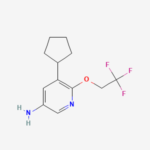 molecular formula C12H15F3N2O B8438910 5-Cyclopentyl-6-(2,2,2-trifluoro-ethoxy)-pyridin-3-ylamine 