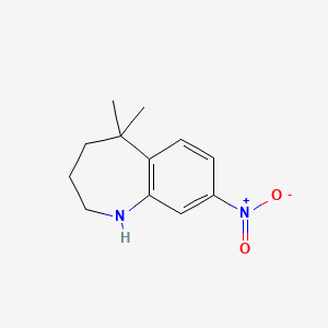 molecular formula C12H16N2O2 B8438930 5,5-dimethyl-8-nitro-2,3,4,5-tetrahydro-1H-benzo[b]azepine 