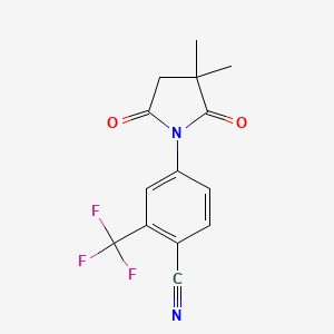 molecular formula C14H11F3N2O2 B8439062 4-(3,3-Dimethyl-2,5-dioxo-1-pyrrolidinyl)-2-trifluoromethyl-benzonitrile 
