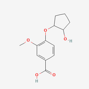 molecular formula C13H16O5 B8439095 4-(2-Hydroxycyclopentyl)oxy-3-methoxybenzoic acid 