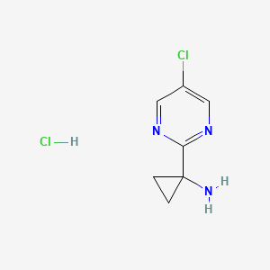 molecular formula C7H9Cl2N3 B8439111 1-(5-Chloropyrimidin-2-yl)cyclopropan-1-amine hydrochloride 
