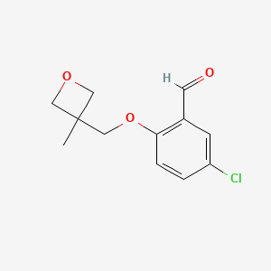molecular formula C12H13ClO3 B8439160 5-Chloro-2-(3-methyl-oxetan-3-ylmethoxy)-benzaldehyde 