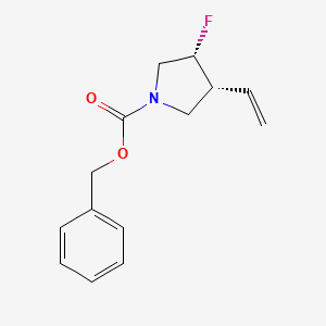 molecular formula C14H16FNO2 B8439452 cis-Benzyl 3-fluoro-4-vinylpyrrolidine-1-carboxylate 