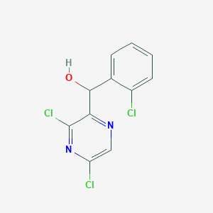 molecular formula C11H7Cl3N2O B8439504 (2-Chlorophenyl)-(3,5-dichloropyrazin-2-yl)methanol 