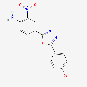 molecular formula C15H12N4O4 B8439529 4-(5-(4-Methoxyphenyl)-1,3,4-oxadiazol-2-yl)-2-nitroaniline 