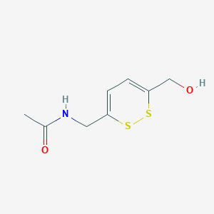 molecular formula C8H11NO2S2 B8439576 N-[[6-(hydroxymethyl)dithiin-3-yl]methyl]acetamide 