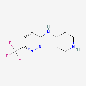 molecular formula C10H13F3N4 B8439619 n-Piperidin-4-yl-6-(trifluormethyl)pyridazin-3-amine 