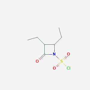 molecular formula C7H12ClNO3S B8439655 (2RS,3RS)-2,3-Diethyl-4-oxoazetidine-1-sulfonyl Chloride 