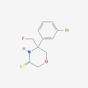 molecular formula C11H11BrFNOS B8439659 5-(3-Bromo-phenyl)-5-fluoromethyl-morpholine-3-thione 