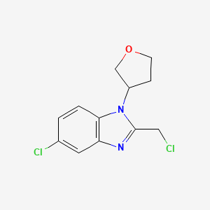molecular formula C12H12Cl2N2O B8439736 5-chloro-2-chloromethyl-1-(tetrahydro-furan-3-yl)-1H-benzoimidazole 
