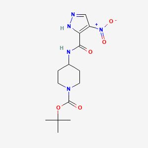 molecular formula C14H21N5O5 B8439808 4-[(4-nitro-1H-pyrazole-3-carbonyl)-amino]-piperidine-1-carboxylic acid tert-butyl ester 