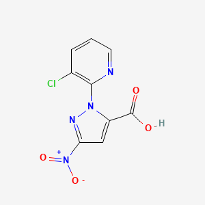 molecular formula C9H5ClN4O4 B8439884 1-(3-chloropyridin-2-yl)-3-nitro-1H-pyrazole-5-carboxylic acid 