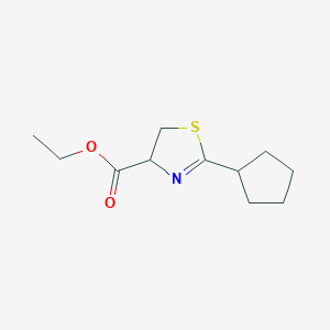 molecular formula C11H17NO2S B8439909 Ethyl 2-cyclopentyl-4,5-dihydrothiazole-4-carboxylate 