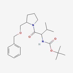 molecular formula C22H34N2O4 B8439937 tert-Butyl (1-(2-((benzyloxy)methyl)pyrrolidin-1-yl)-3-methyl-1-oxobutan-2-yl)carbamate 