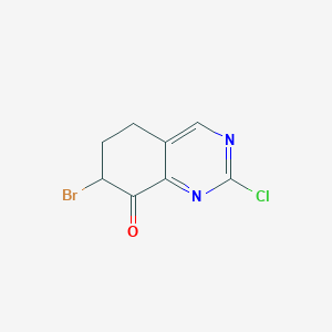 molecular formula C8H6BrClN2O B8440075 7-bromo-2-chloro-6,7-dihydroquinazolin-8(5H)-one CAS No. 1105664-60-5