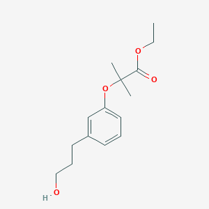 molecular formula C15H22O4 B8440175 Ethyl 2-[3-(3-hydroxy-propyl)-phenoxy]-2-methyl-propionate 