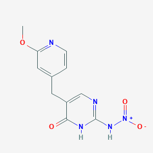 molecular formula C11H11N5O4 B8440195 2-Nitroamino-5-(2-methoxy-4-pyridyl)methyl-4-pyrimidone 