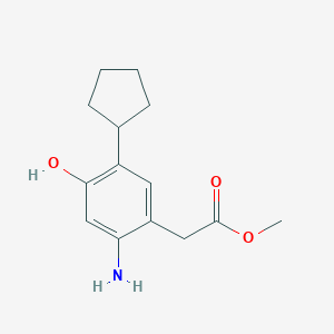 molecular formula C14H19NO3 B8440250 Methyl 2-(2-amino-5-cyclopentyl-4-hydroxyphenyl)acetate 