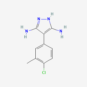 molecular formula C10H11ClN4 B8440257 4-(4-chloro-3-methylphenyl)-1H-pyrazole-3,5-diamine 