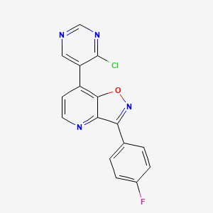 molecular formula C16H8ClFN4O B8440544 7-(4-Chloropyrimidin-5-yl)-3-(4-fluorophenyl)isoxazolo[4,5-b]pyridine 