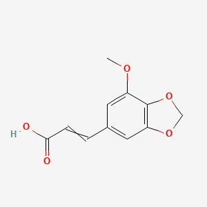 molecular formula C11H10O5 B8440623 3-(7-Methoxy-1,3-benzodioxol-5-yl)prop-2-enoic acid 
