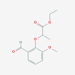 molecular formula C13H16O5 B8440655 Ethyl 2-(2-formyl-6-methoxyphenoxy)propionate 