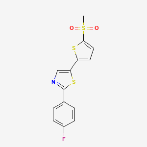 molecular formula C14H10FNO2S3 B8440707 2-(4-Fluorophenyl)-5(5-methylsulfonylthien-2-yl)thiazole 
