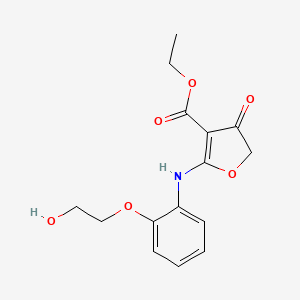 molecular formula C15H17NO6 B8440724 Ethyl 2-{[2-(2-hydroxyethoxy)phenyl]amino}-4-oxo-4,5-dihydrofuran-3-carboxylate 
