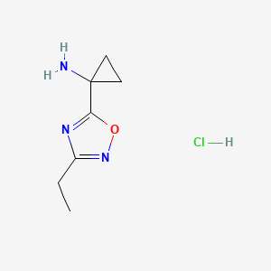 molecular formula C7H12ClN3O B8440734 1-(3-Ethyl-1,2,4-oxadiazol-5-yl)-cyclopropylamine hydrochloride 