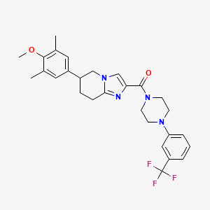 molecular formula C28H31F3N4O2 B8440756 [6-(4-Methoxy-3,5-dimethylphenyl)-5,6,7,8-tetrahydroimidazo[1,2-a]pyridin-2-yl]{4-[3-(trifluoromethyl)phenyl]piperazino}methanone 