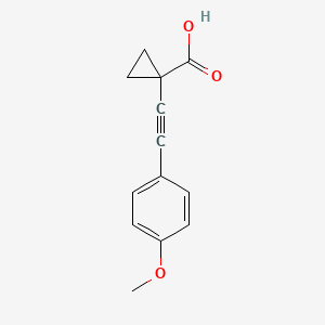 molecular formula C13H12O3 B8440799 1-(4-Methoxy-phenylethynyl)-cyclopropanecarboxylic acid 