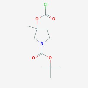 molecular formula C11H18ClNO4 B8440992 3-Chlorocarbonyloxy-3-methyl-pyrrolidine-1-carboxylic acid tert-butyl ester 