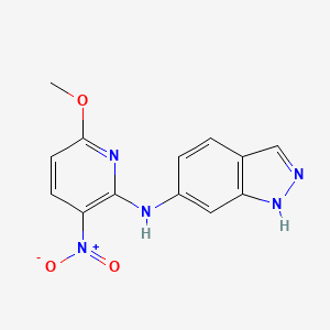 molecular formula C13H11N5O3 B8441065 2-(1H-6-indazolylamino)-6-methoxy-3-nitropyridine 