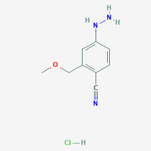 molecular formula C9H12ClN3O B8441125 4-Hydrazinyl-2-(methoxymethyl)benzonitrile hydrochloride CAS No. 1023649-64-0
