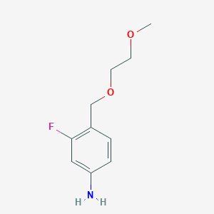 molecular formula C10H14FNO2 B8441229 3-Fluoro-4-((2-methoxyethoxy)methyl)aniline 