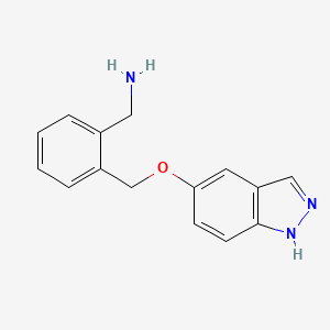 molecular formula C15H15N3O B8441242 2-[(1H-indazol-5-yloxy)methyl]benzyl-amine 