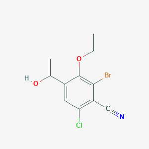 molecular formula C11H11BrClNO2 B8441279 2-Bromo-6-chloro-3-ethoxy-4-(1-hydroxyethyl)benzonitrile 