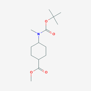 molecular formula C14H25NO4 B8441494 Methyl trans-4-[(t-butoxycarbonyl)(methyl)amino]cyclohexanecarboxylate 