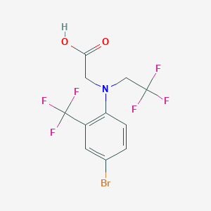 molecular formula C11H8BrF6NO2 B8441521 N-[4-Bromo-2-(trifluoromethyl)phenyl]-N-(2,2,2-trifluoroethyl)glycine 