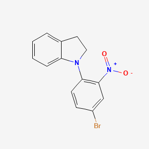molecular formula C14H11BrN2O2 B8441529 1-(2-Nitro-4-bromophenyl)indoline 