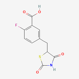 molecular formula C11H8FNO4S B8441536 5-(2,4-Dioxothiazolidin-5-yl)methyl-2-fluorobenzoic acid 