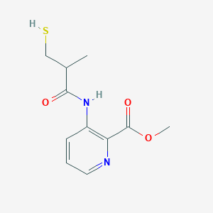 molecular formula C11H14N2O3S B8441590 Methyl 3-(2-mercaptomethyl-propionamido)-picolinate 