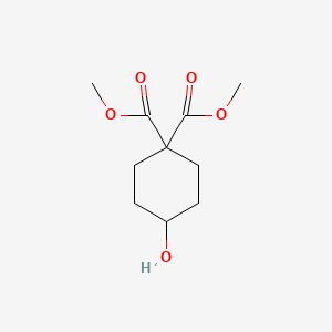 molecular formula C10H16O5 B8442057 1,1-Cyclohexanedicarboxylic acid, 4-hydroxy-, dimethyl ester 