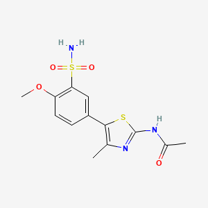 molecular formula C13H15N3O4S2 B8442218 N-[5-(4-Methoxy-3-sulfamoyl-phenyl)-4-methyl-thiazol-2-yl]-acetamide 