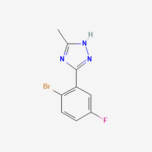 molecular formula C9H7BrFN3 B8442239 5-(2-Bromo-5-fluorophenyl)-3-methyl-1H-1,2,4-triazole 