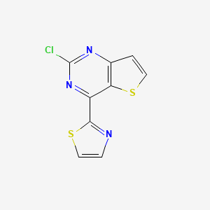 molecular formula C9H4ClN3S2 B8442504 2-Chloro-4-(2-thiazolyl)thieno[3,2-d]pyrimidine 