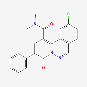 molecular formula C21H16ClN3O2 B8442552 4H-Pyrido(2,1-a)phthalazine-1-carboxamide, 10-chloro-N,N-dimethyl-4-oxo-3-phenyl- CAS No. 110924-84-0