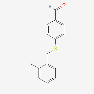 molecular formula C15H14OS B8442582 4-(2-Methyl-benzylsulfanyl)-benzaldehyde 